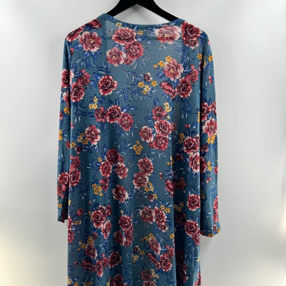LuLaRoe Sarah Blue & Pink Floral Long Cardigan Size XL NWT Duster - Picture 5 of 5